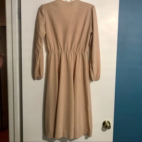 Vintage Blair Long Sleeve Crossover Wrap Dress Scallop Lace Elastic Waist 8 - Picture 4 of 6